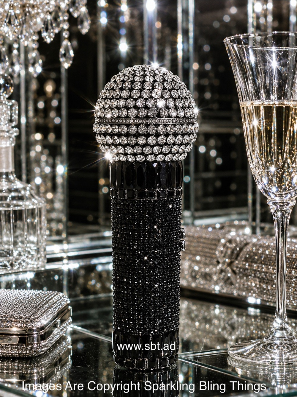 NWT Sparkling Bling Swarovski Crystal Microphone Bag Purse + Free Gift